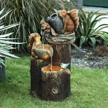 Colorful Outdoor Solar Fountain Figure with LED Light