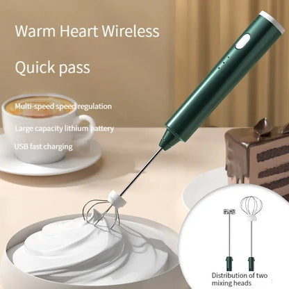 Electric Milk Frother and Heater with 2 Interchangeable Tips