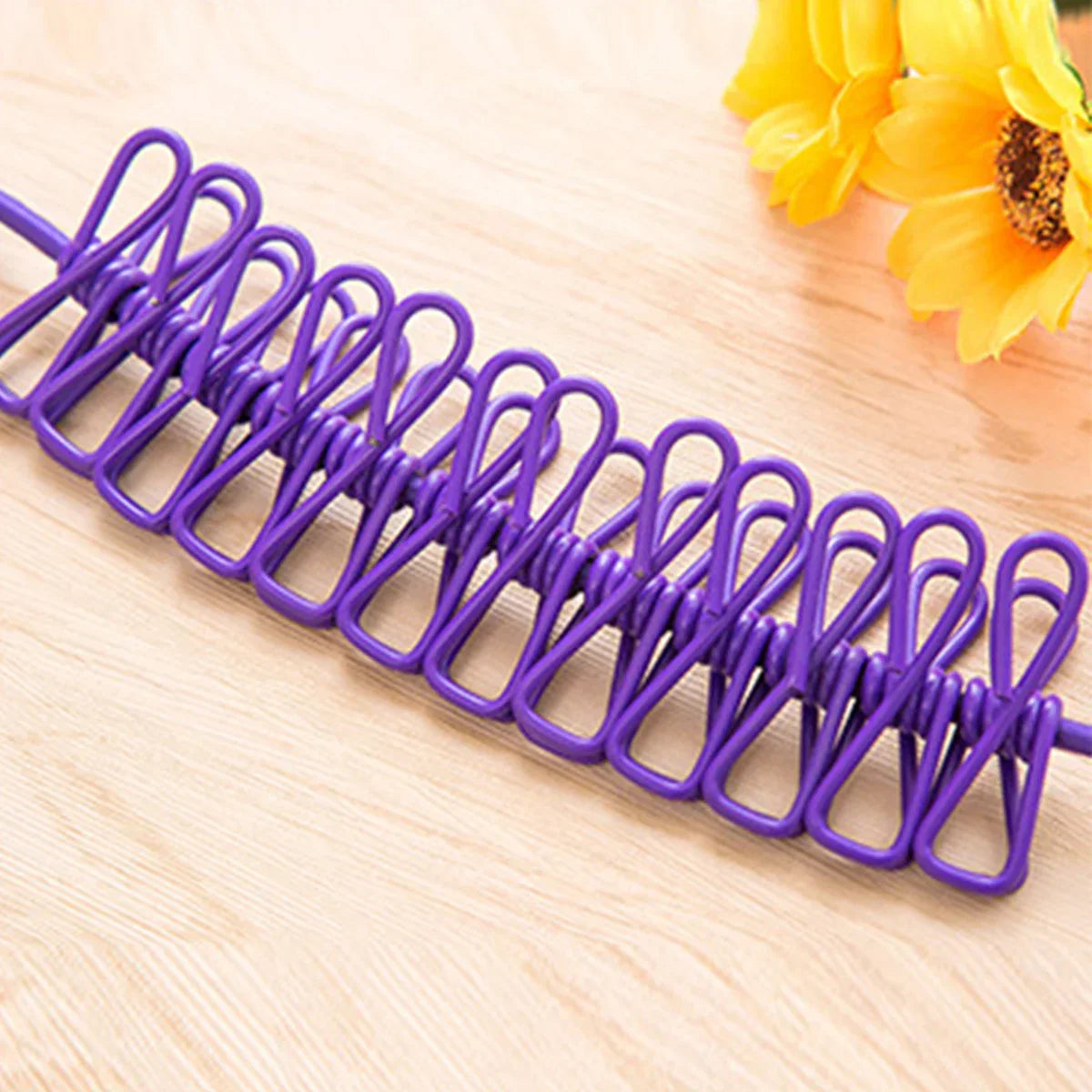 Portable Compact Travel Laundry Line with Clips