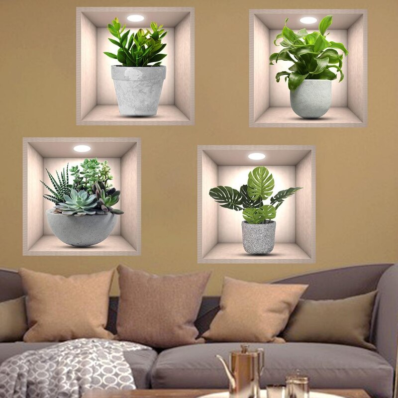 Stylish Wall Artificial Plant Decals