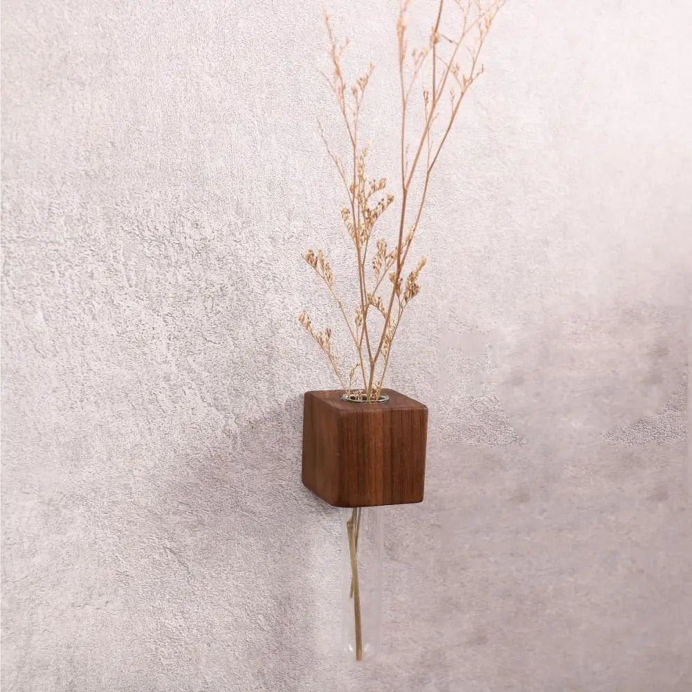 Natural Wood Floral Tube Vase