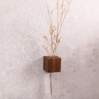 Natural Wood Floral Tube Vase