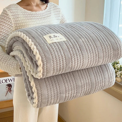 Cozy Plush Throw Blanket Soft Checkered Design
