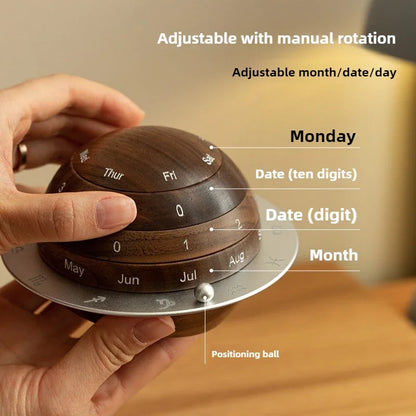 Simple Wooden Desk Calendar Clock