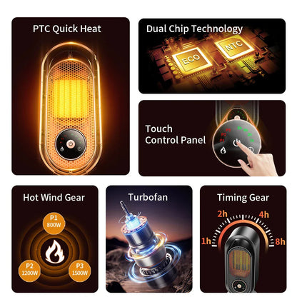 Compact 1000W Electric Space Heater for Home Office