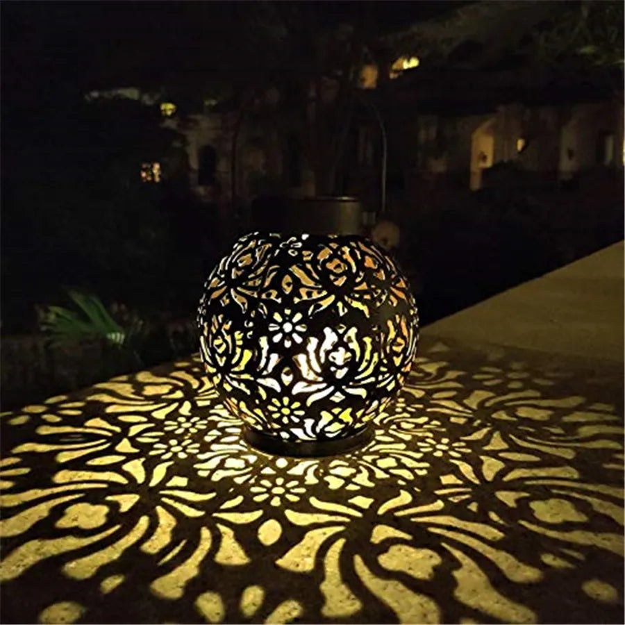 Solar Powered Hanging Garden Lantern with Iron Design
