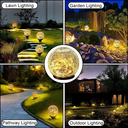 Solar Powered Glass Globe Outdoor Lamp
