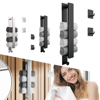 Stylish Wall Mounted Towel Holder in Silver and Black