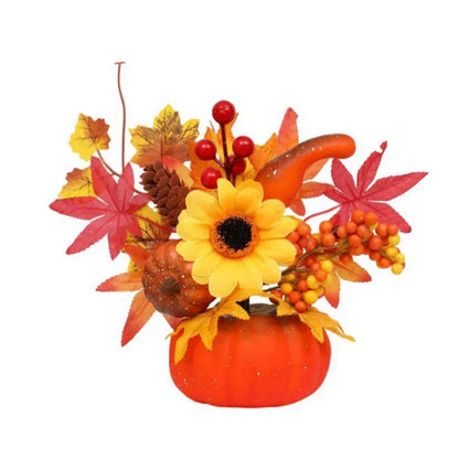 Fall Decorative Pumpkin with Silk Flowers