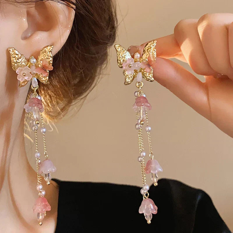 Trendy Black Butterfly Drop Earrings