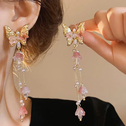 Trendy Black Butterfly Drop Earrings