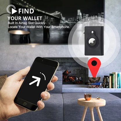 Slim RFID Leather Wallet with Card Slot & Tracker Pocket