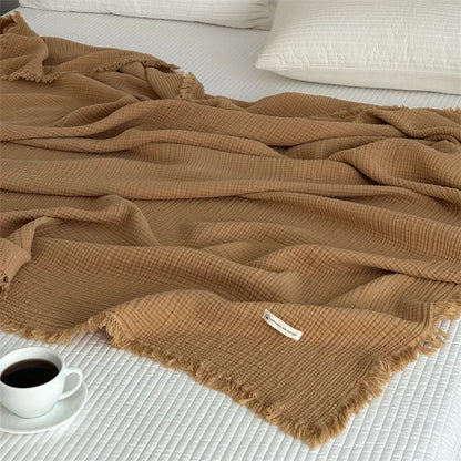 Cozy Plain Cotton Throw Blanket