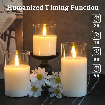 Warm LED Glass Candle Set with Remote Control