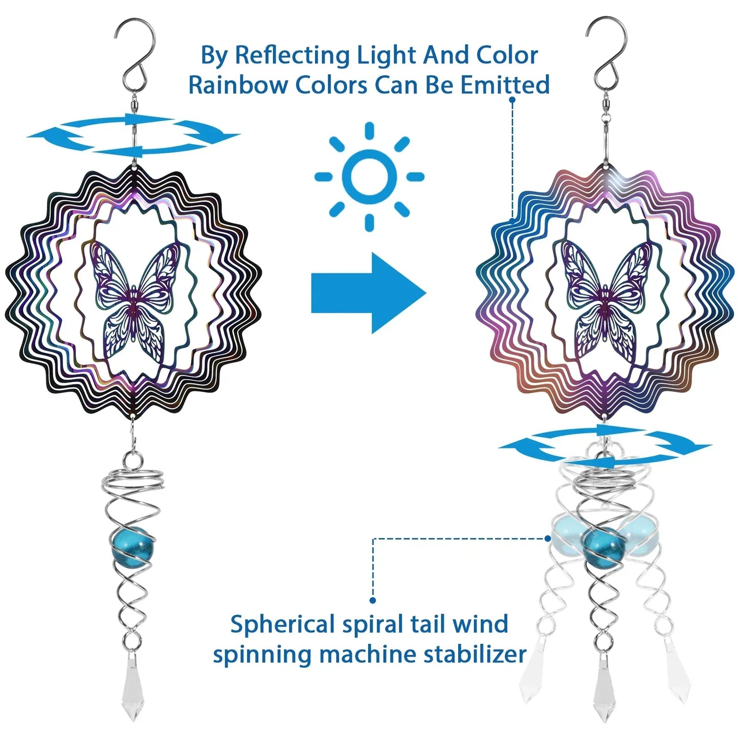 Metal Spiral Garden Wind Spinner Decoration
