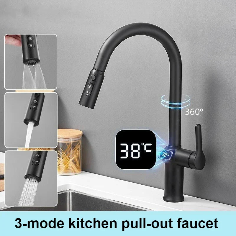 Smart Kitchen Faucet with Touch Screen and Rotating Spout - Yeezlab