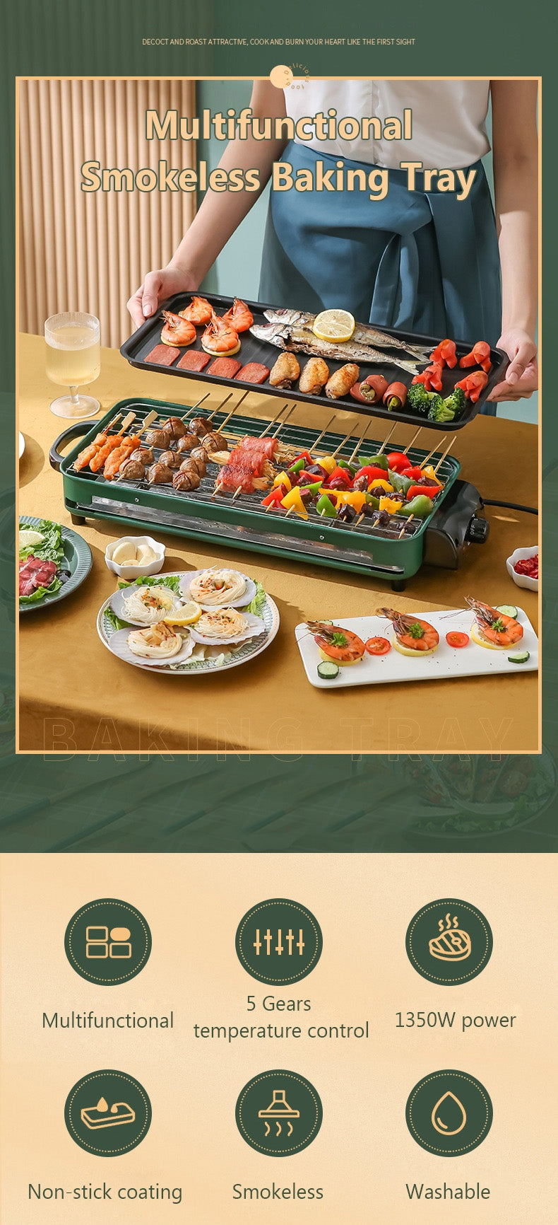 Non-Stick Compact Electric BBQ Grill