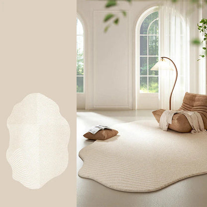 Beige and White Striped Area Rug