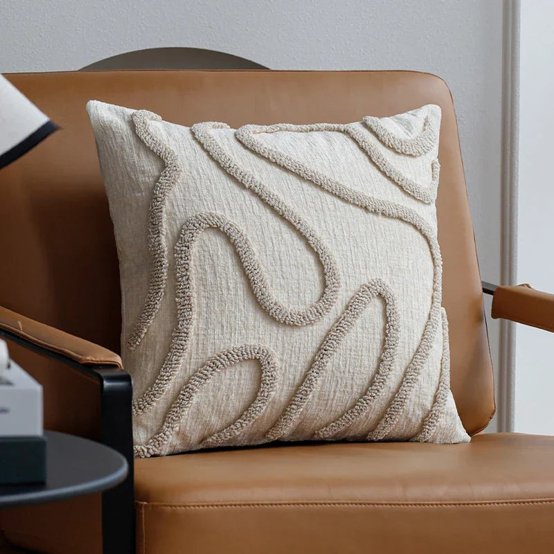 Cozy Chenille Pillow with Modern Geometric Pattern - Yeezlab