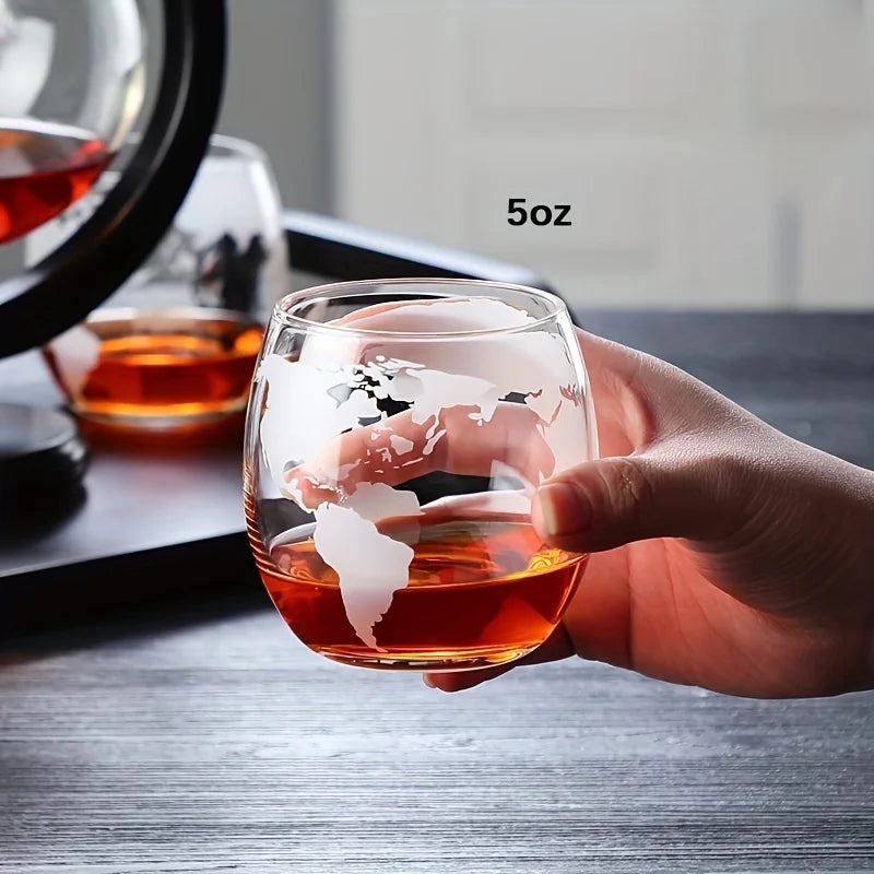Unique Glass Globe Liquor Decanter Set