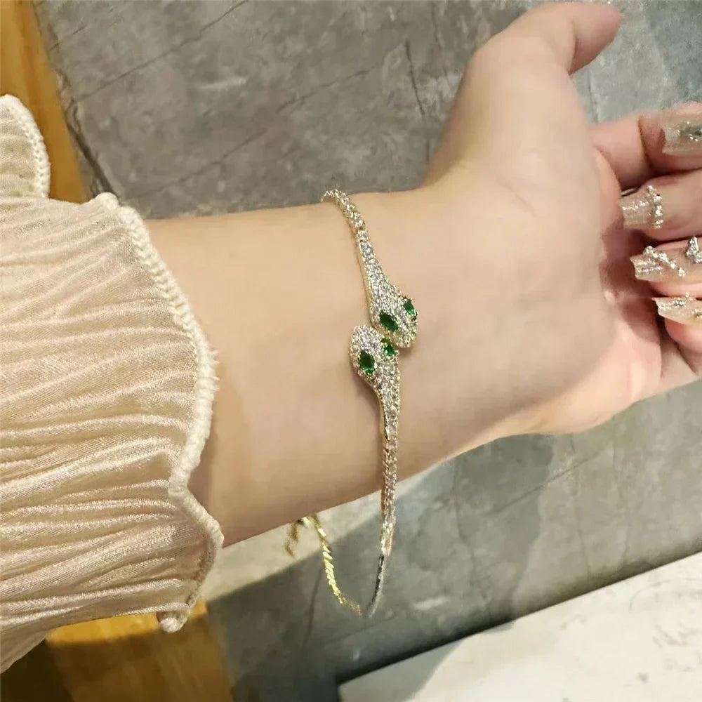 Sparkling Zircon Adjustable Snake Chain Bracelet