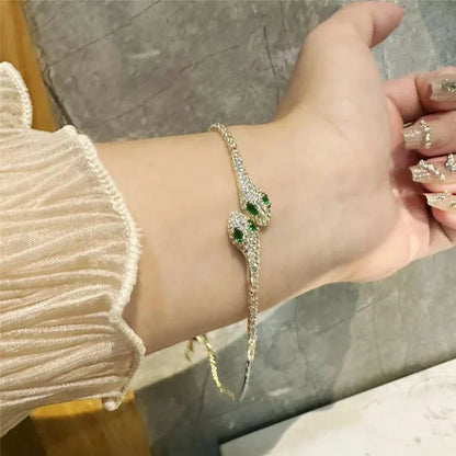 Sparkling Zircon Adjustable Snake Chain Bracelet