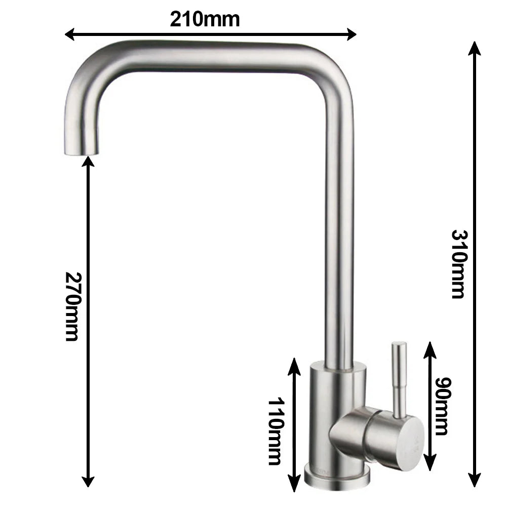 Contemporary Brushed Steel Kitchen Sink Faucet