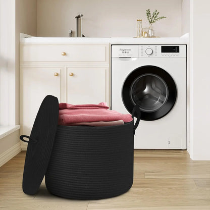 Big Natural Fiber Storage Basket with Top