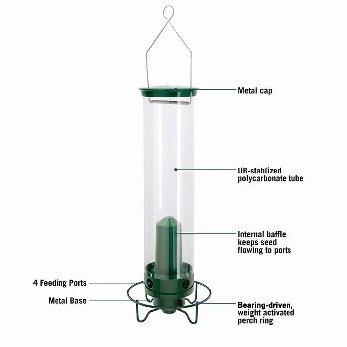 Squirrel Proof Bird Feeder with 4 Port Spin Tray