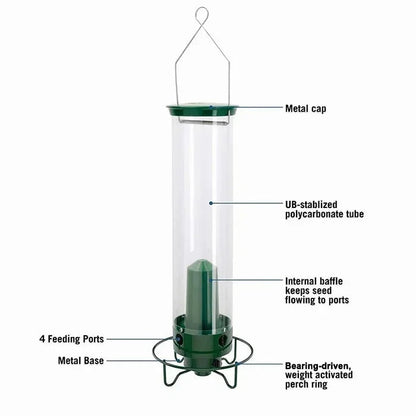 Squirrel Proof Bird Feeder with 4 Port Spin Tray