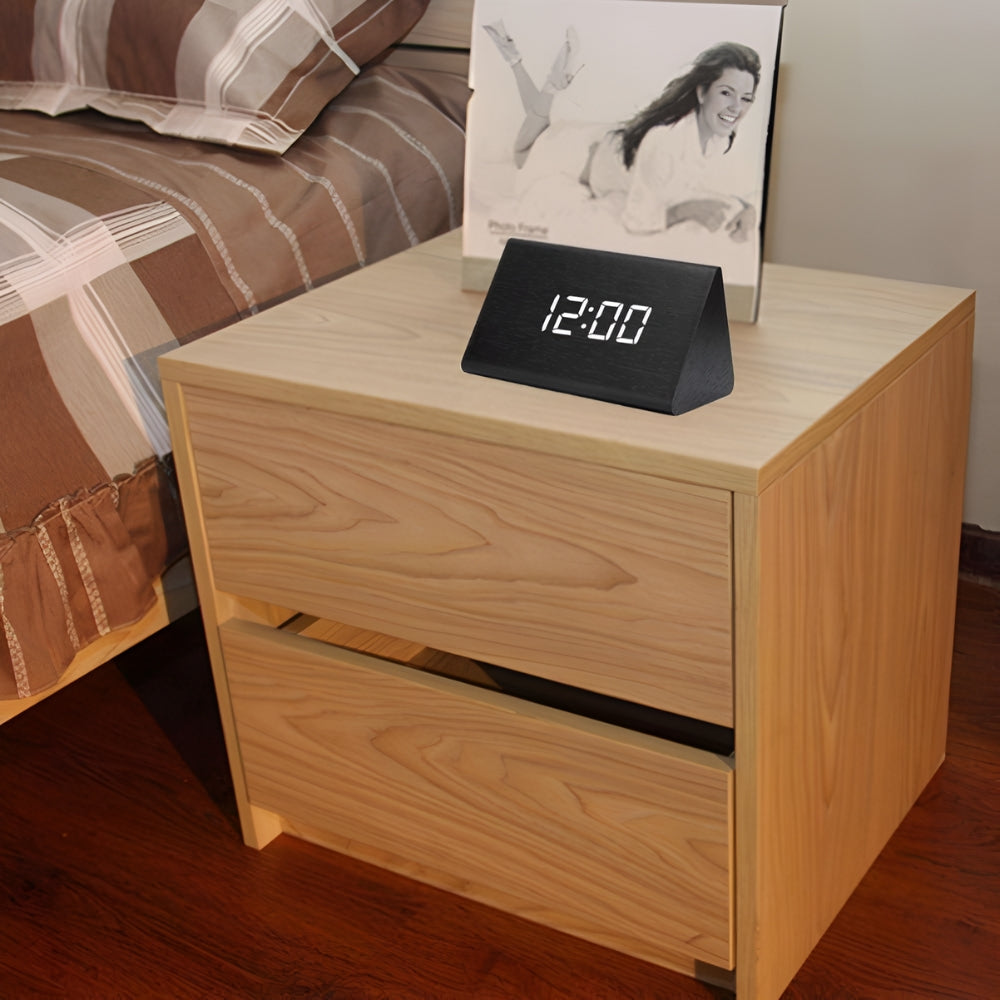 Wooden Digital LED Clock Radio Alarm