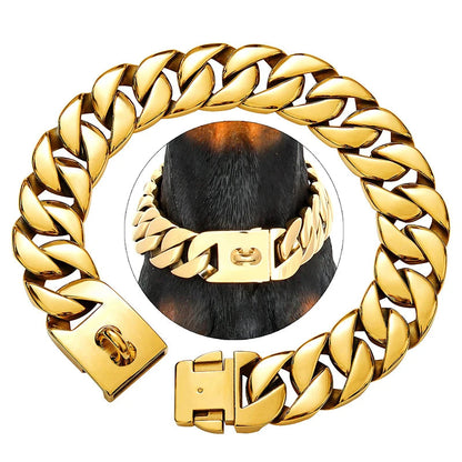 Strong Metal Dog Collar - Durable Stainless Steel Necklace