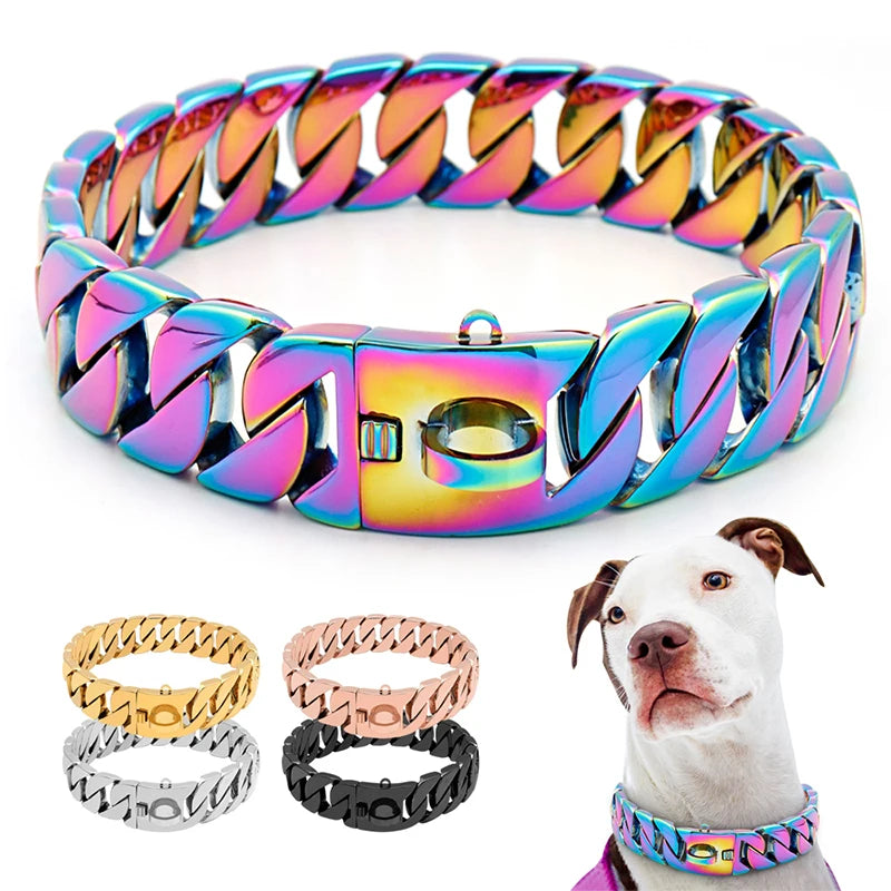 Strong Metal Dog Collar - Durable Stainless Steel Necklace