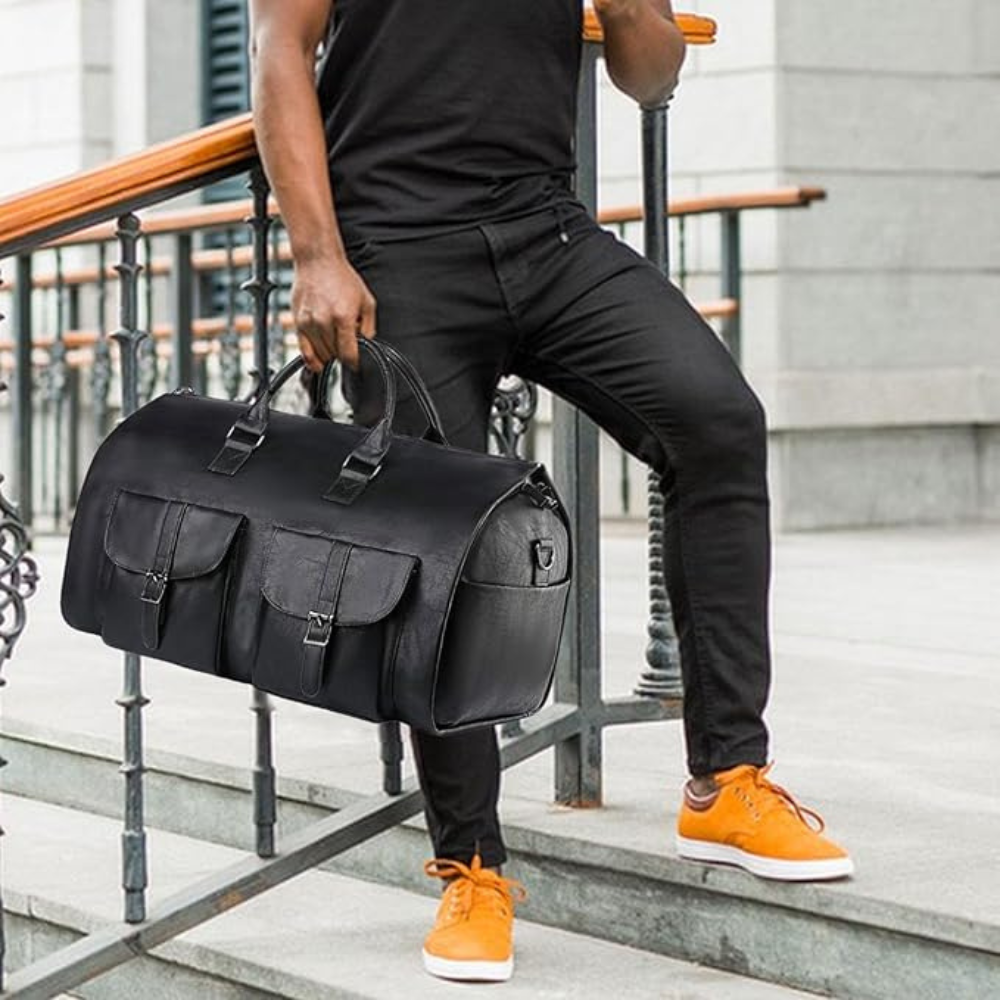 Premium Leather Travel Duffel Carry On Bag