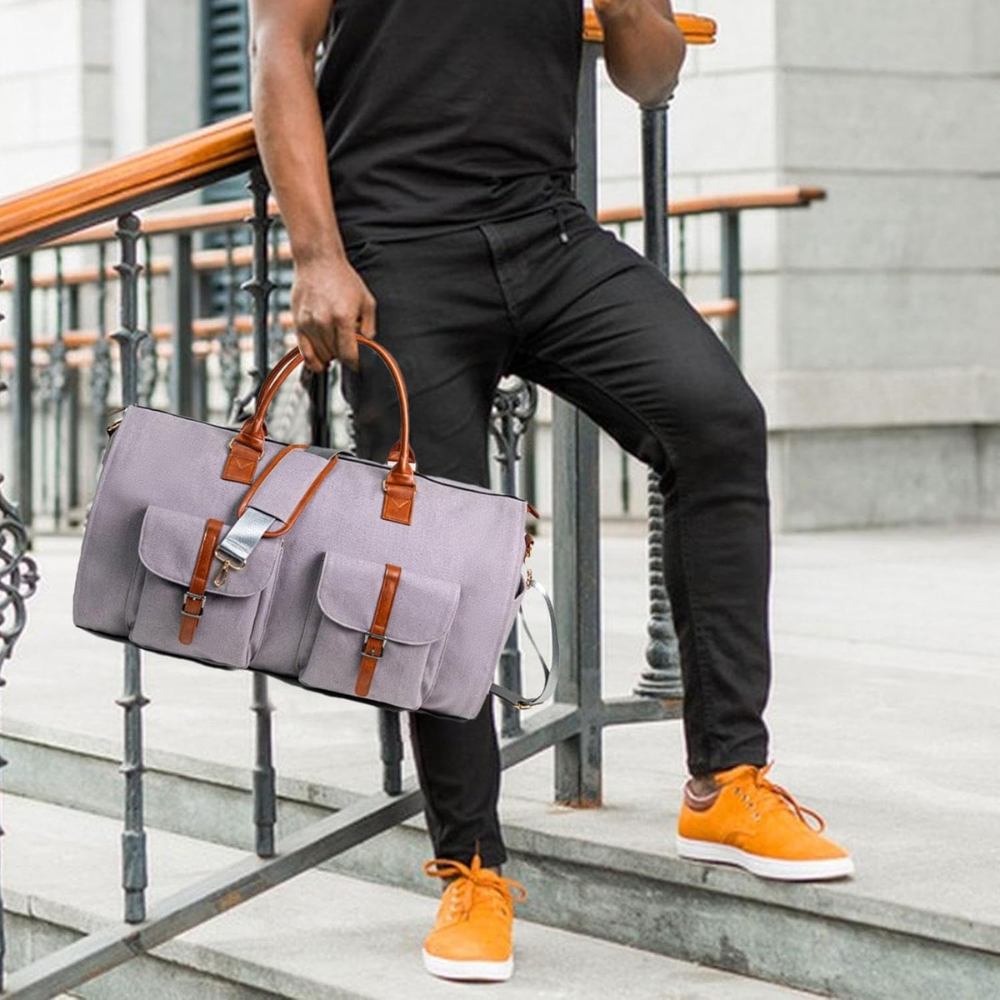 Premium Leather Travel Duffel Carry On Bag