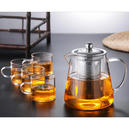 Premium Tea Infuser Glass Teapot with Steel Filter