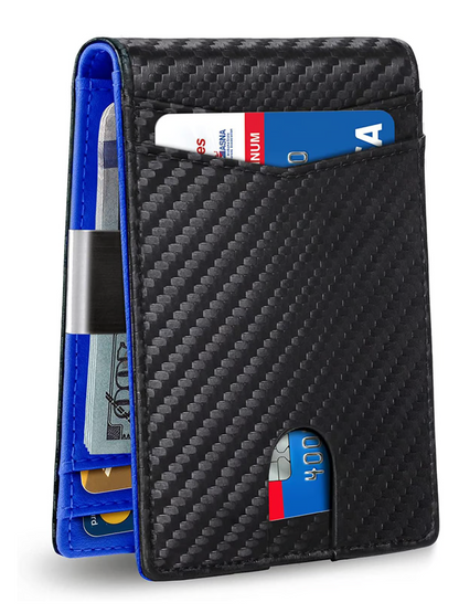 Secure Slim Leather Mens Wallet - Thin RFID Blocker