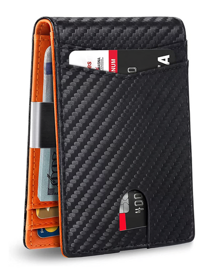 Secure Slim Leather Mens Wallet - Thin RFID Blocker