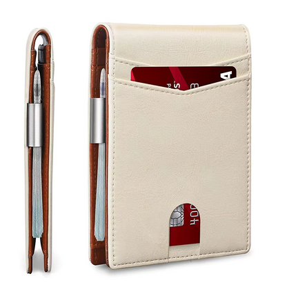 Secure Slim Leather Mens Wallet - Thin RFID Blocker