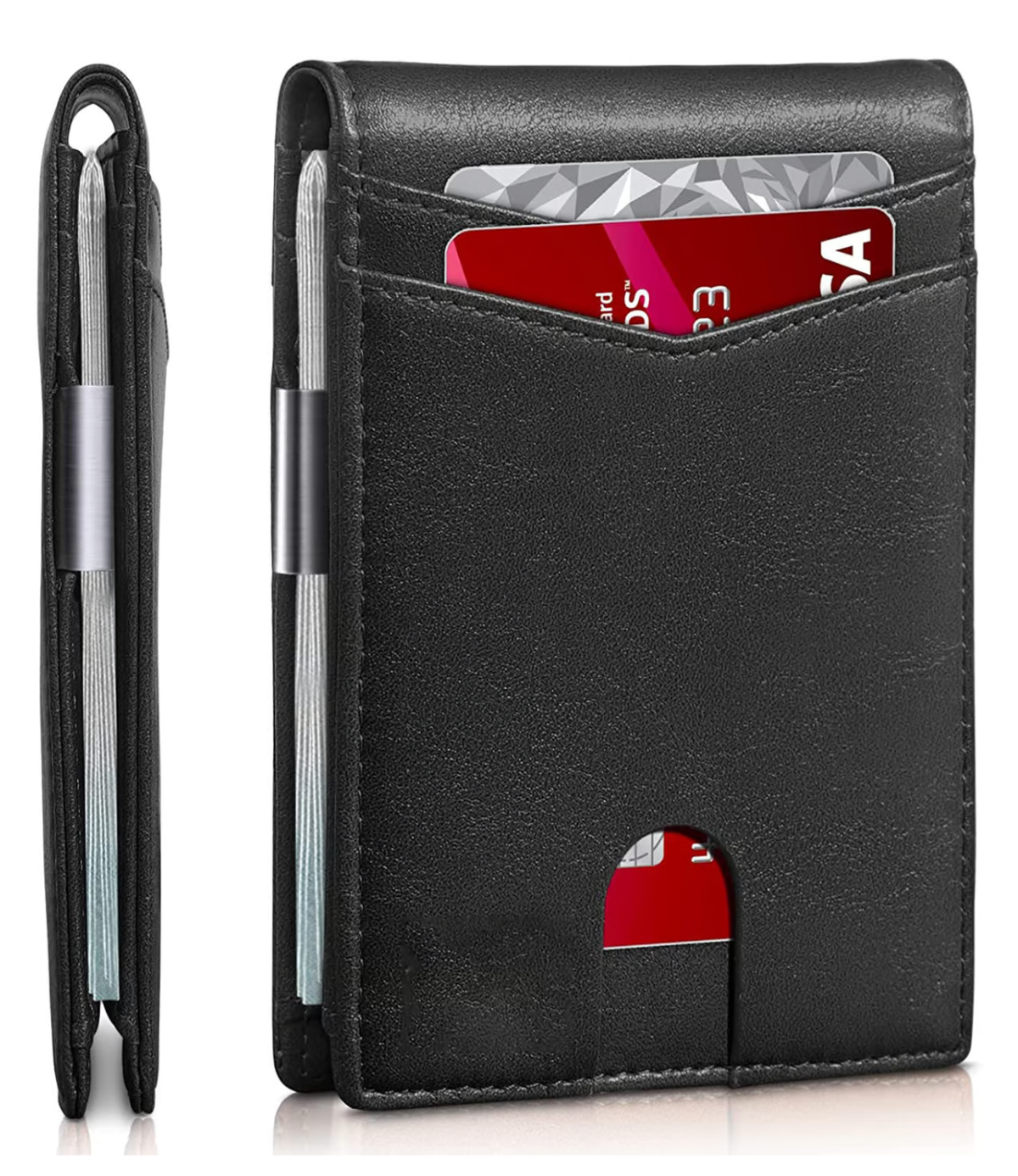 Secure Slim Leather Mens Wallet - Thin RFID Blocker