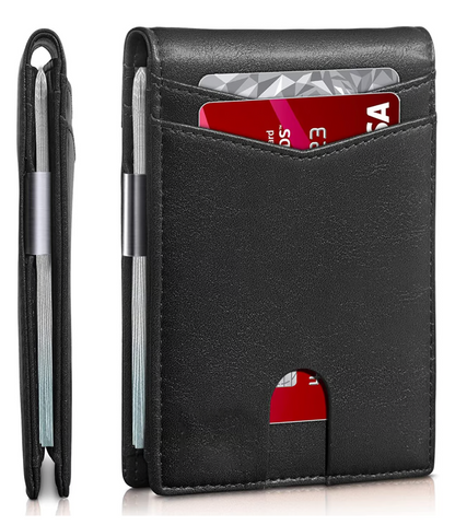 Secure Slim Leather Mens Wallet - Thin RFID Blocker