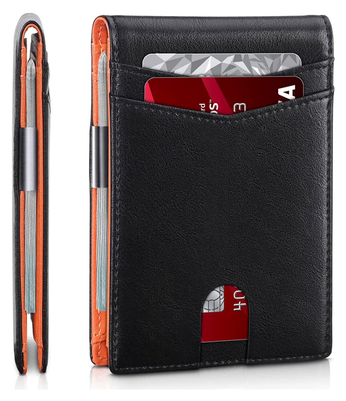 Secure Slim Leather Mens Wallet - Thin RFID Blocker