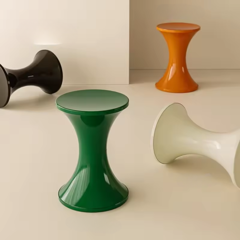 Stylish Plastic End Table with Wide Hourglass Shape