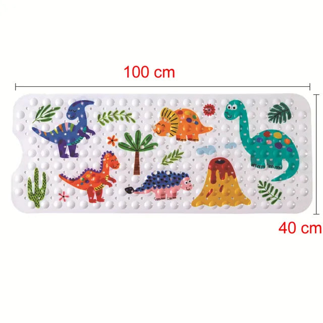 Fun Kids Bath Mat with Suction Cups and Colorful Designs - Yeezlab