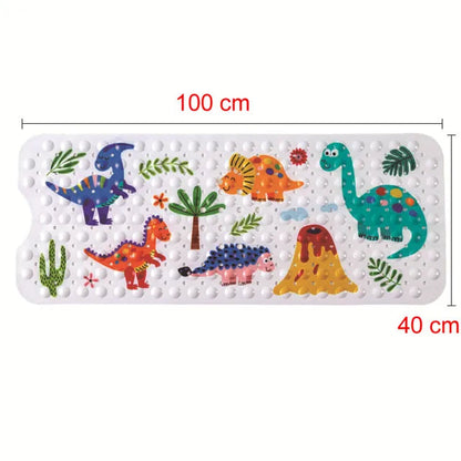 Fun Kids Bath Mat with Suction Cups and Colorful Designs - Yeezlab