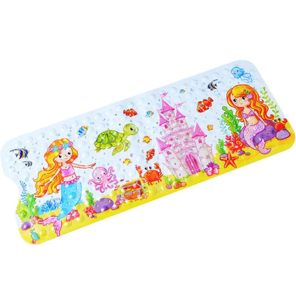 Fun Kids Bath Mat with Suction Cups and Colorful Designs