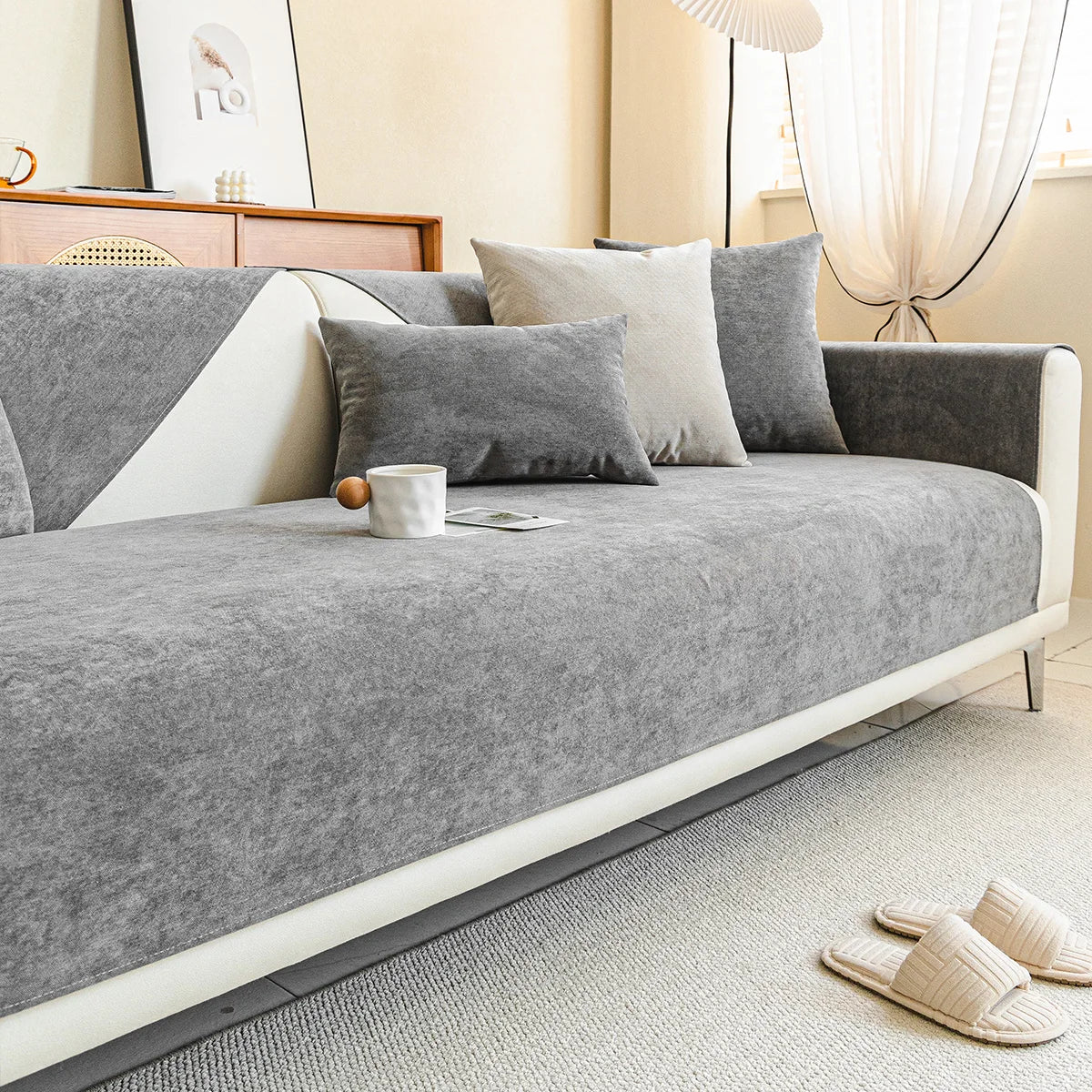 Pet Friendly Fleece Sofa Covers Scratch Resistant
