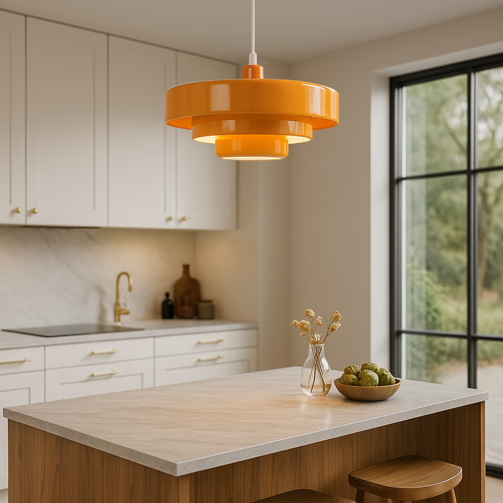 Rustic Metal Pendant Light - Soft Warm LED Lighting