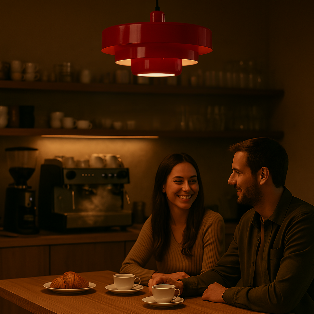 Rustic Metal Pendant Light - Soft Warm LED Lighting