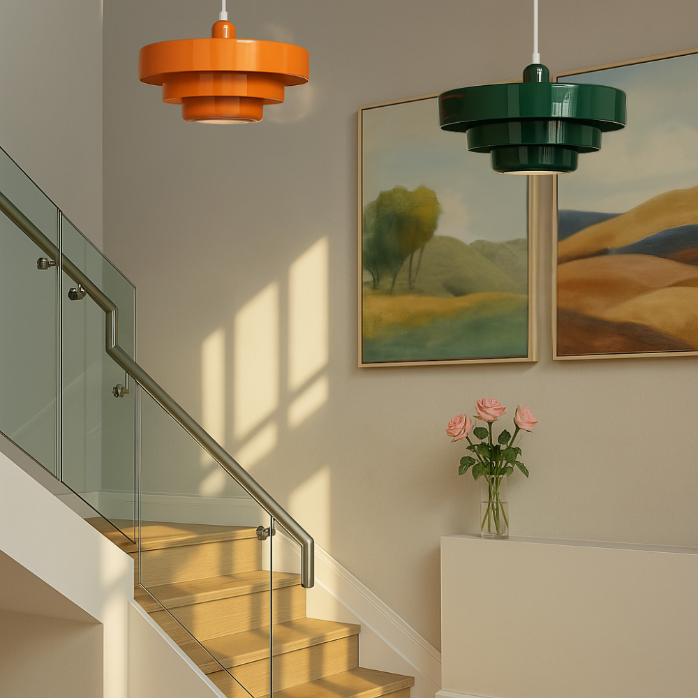 Rustic Metal Pendant Light - Soft Warm LED Lighting
